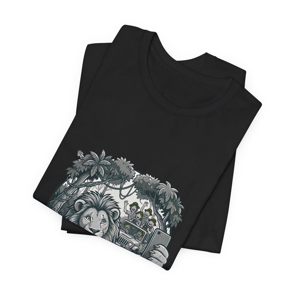 Lion Selfie T-Shirt – "Don't Worry, You're Not on Today's Menu" Graphic Tee