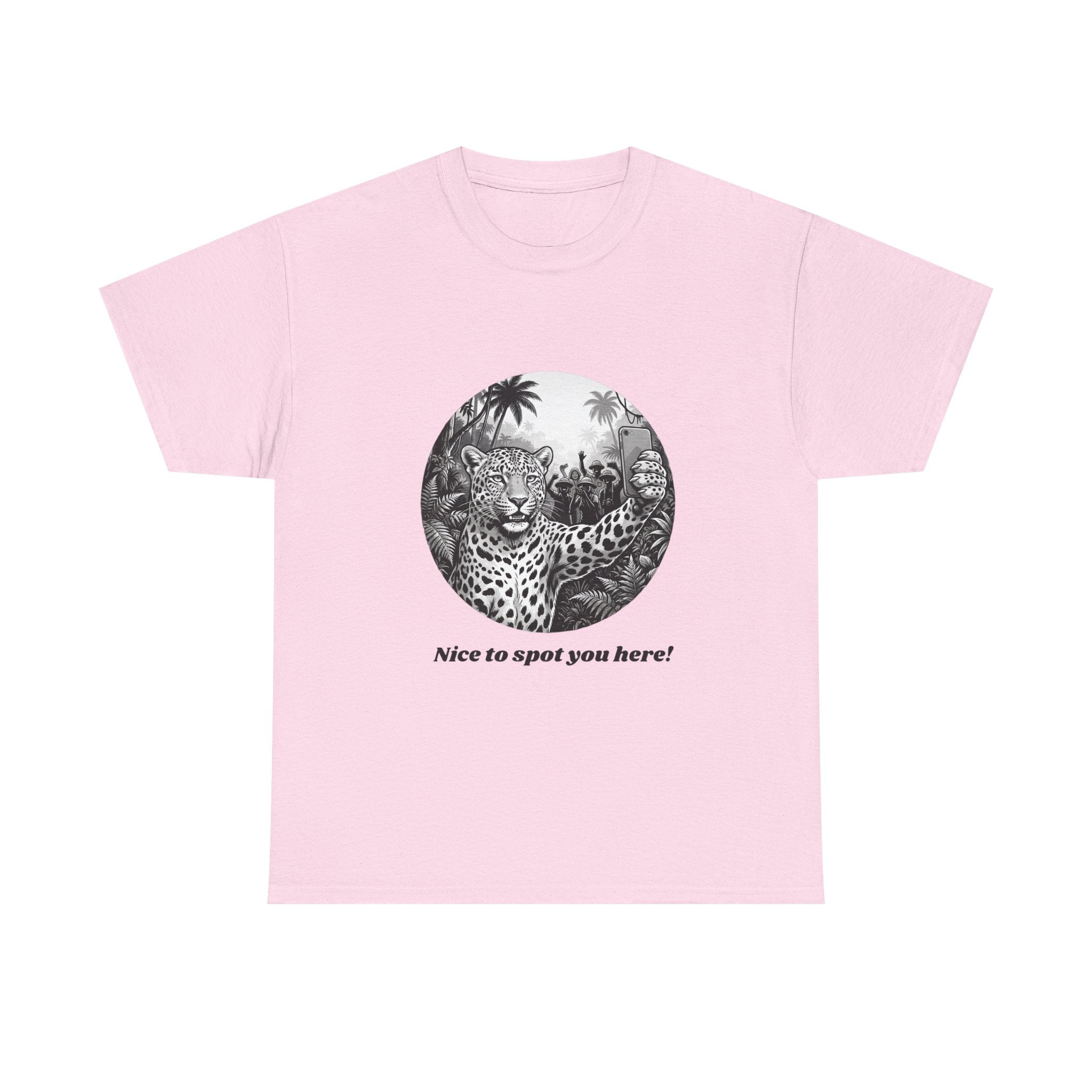 Leopard Illustration Tee — 'Nice to spot you here!' Vintage Wildlife T-Shirt