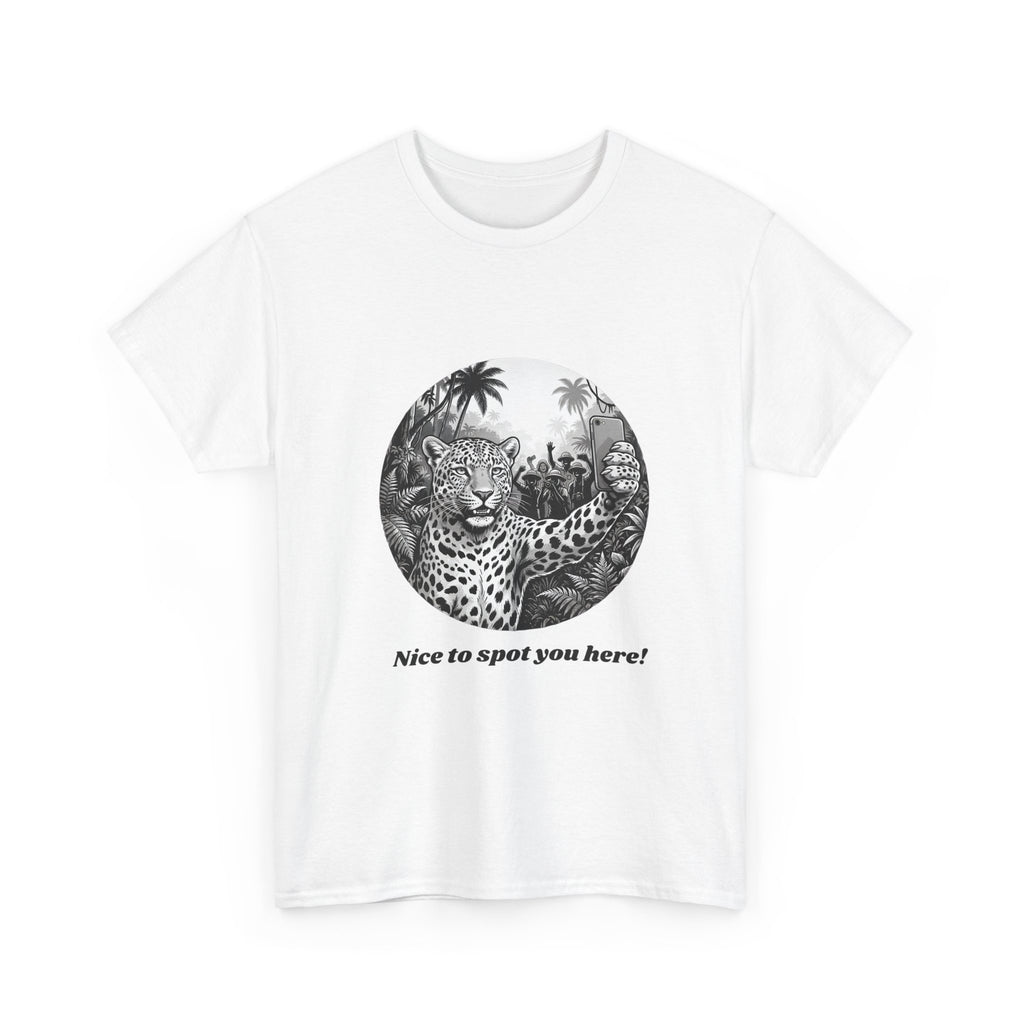 Leopard Illustration Tee — 'Nice to spot you here!' Vintage Wildlife T-Shirt