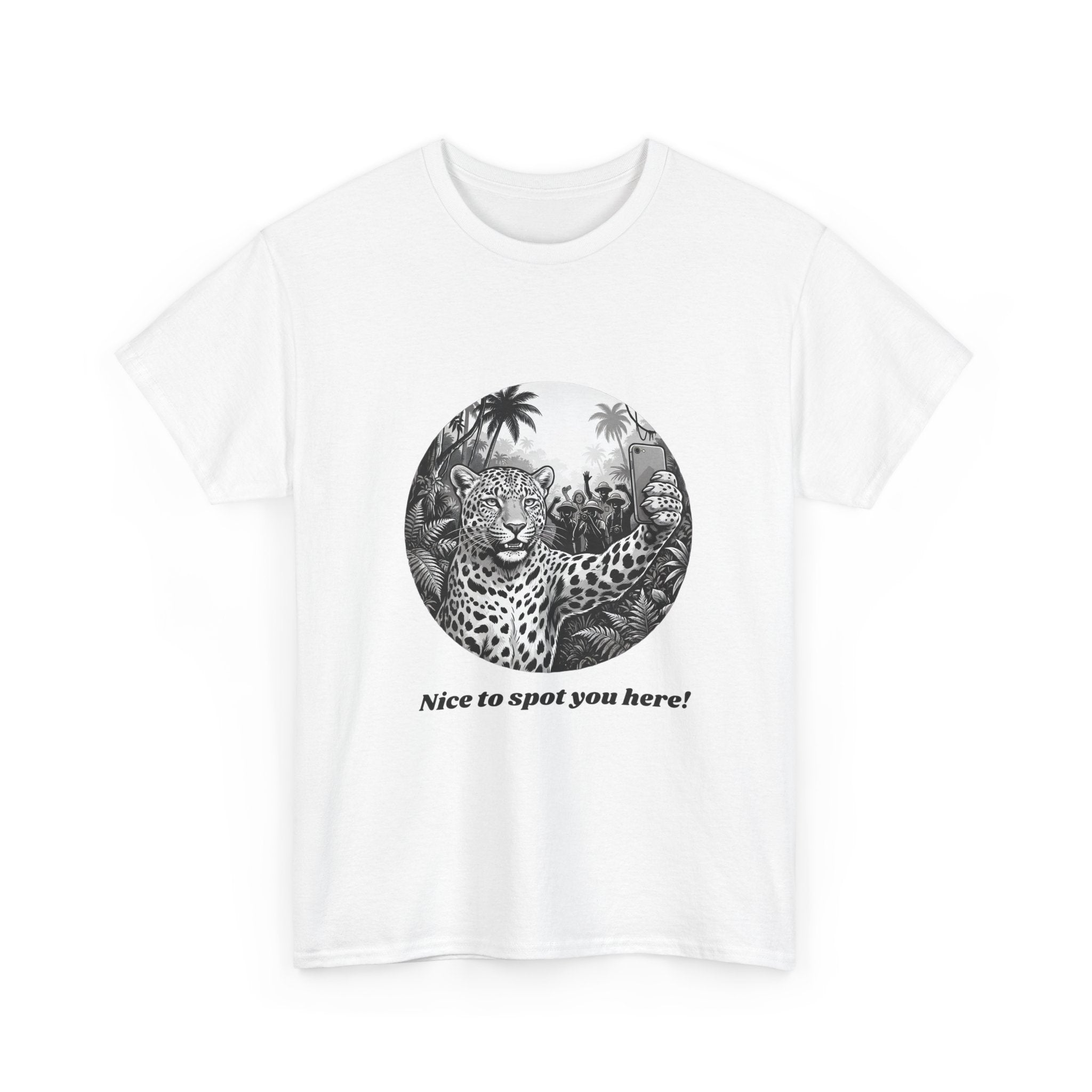 Leopard Illustration Tee — 'Nice to spot you here!' Vintage Wildlife T-Shirt