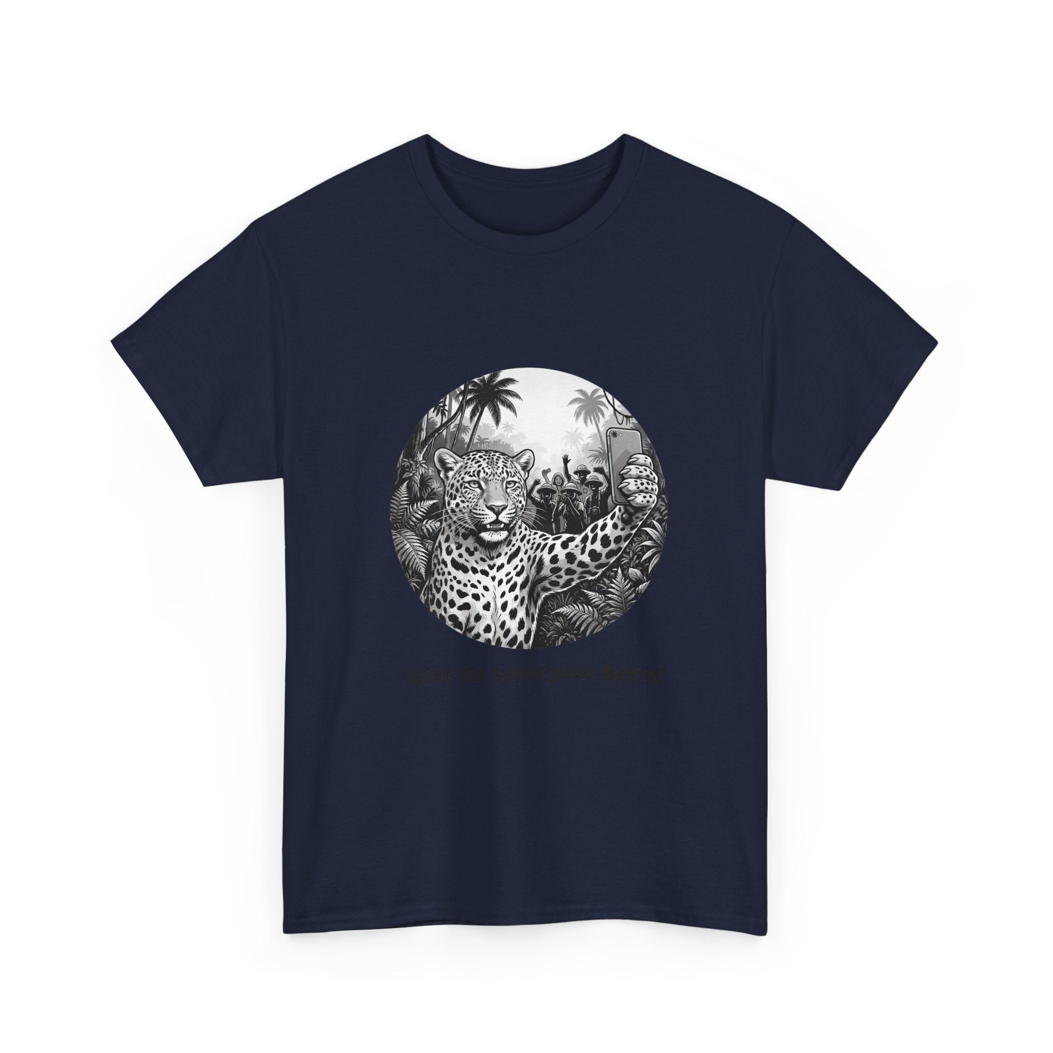 Leopard Illustration Tee — 'Nice to spot you here!' Vintage Wildlife T-Shirt