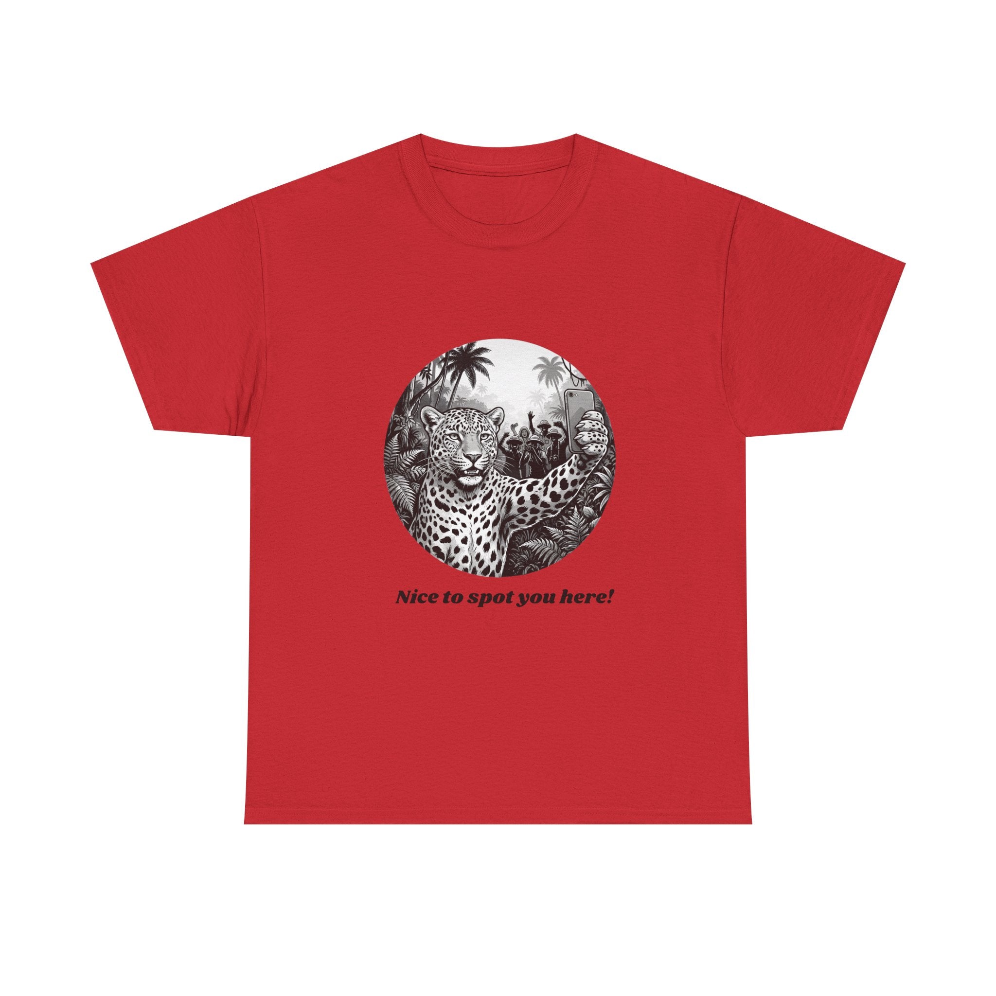 Leopard Illustration Tee — 'Nice to spot you here!' Vintage Wildlife T-Shirt
