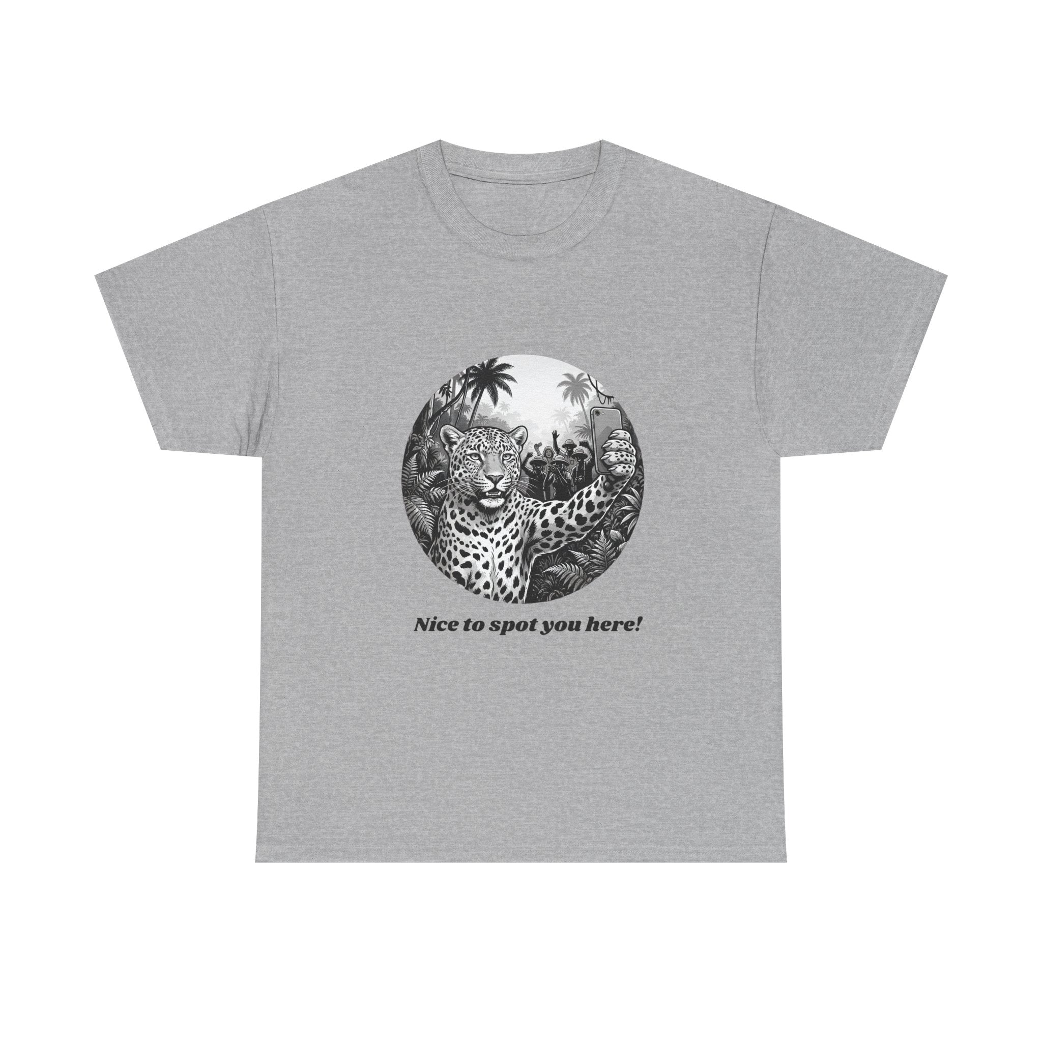 Leopard Illustration Tee — 'Nice to spot you here!' Vintage Wildlife T-Shirt