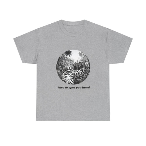 Leopard Illustration Tee — 'Nice to spot you here!' Vintage Wildlife T-Shirt