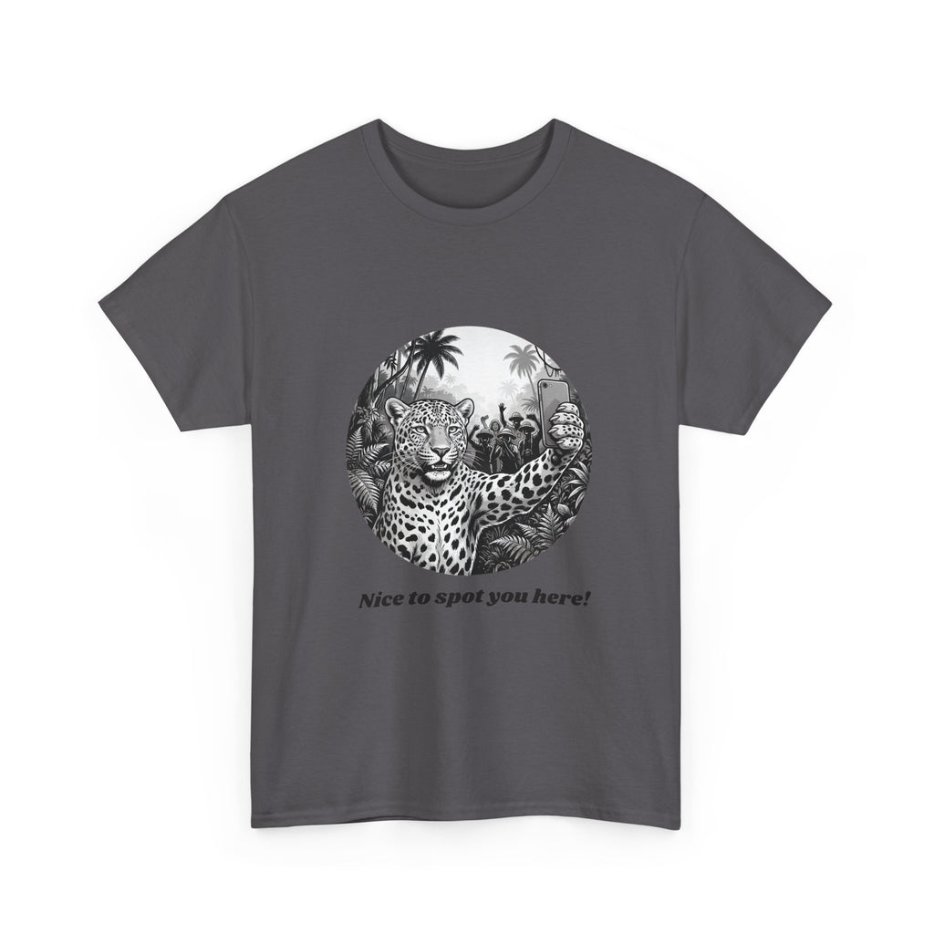 Leopard Illustration Tee — 'Nice to spot you here!' Vintage Wildlife T-Shirt