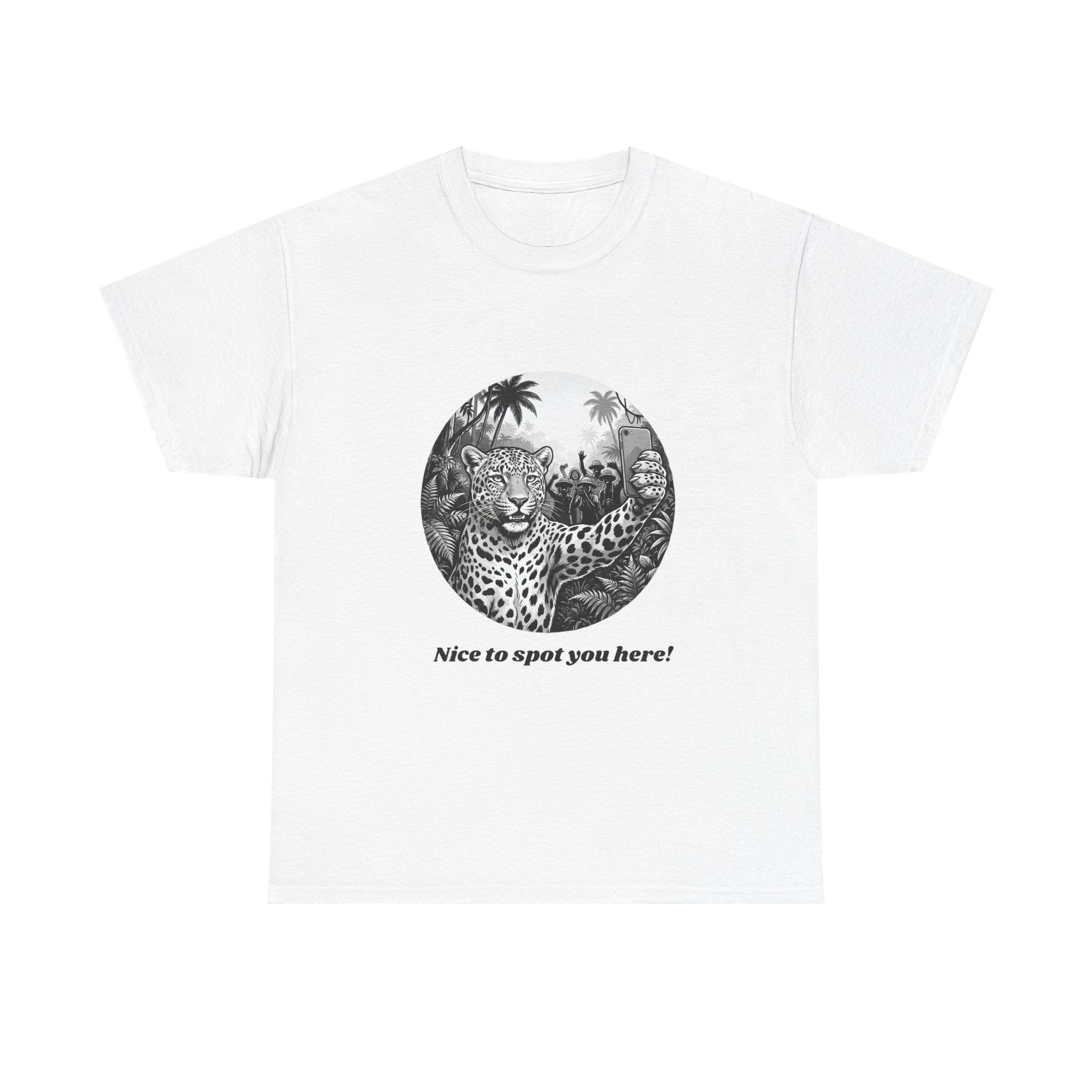 Leopard Illustration Tee — 'Nice to spot you here!' Vintage Wildlife T-Shirt