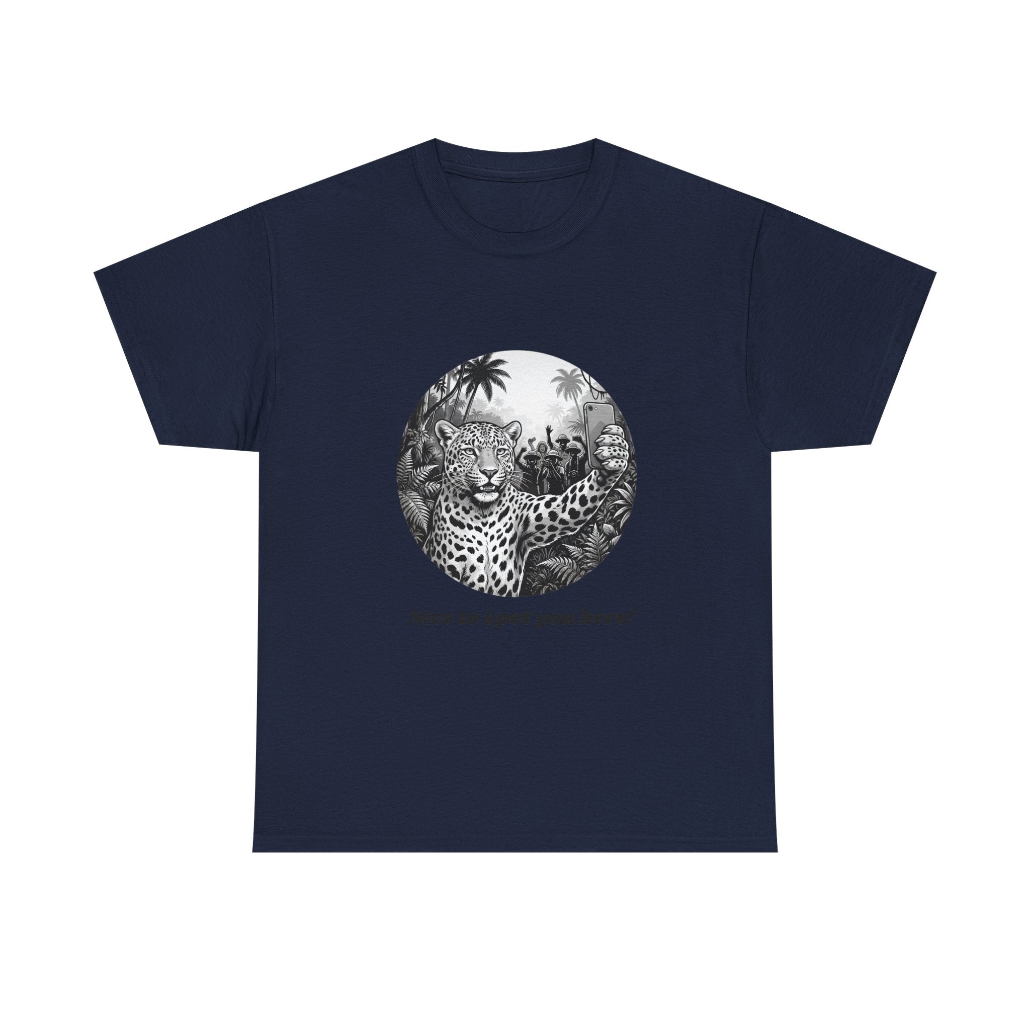 Leopard Illustration Tee — 'Nice to spot you here!' Vintage Wildlife T-Shirt