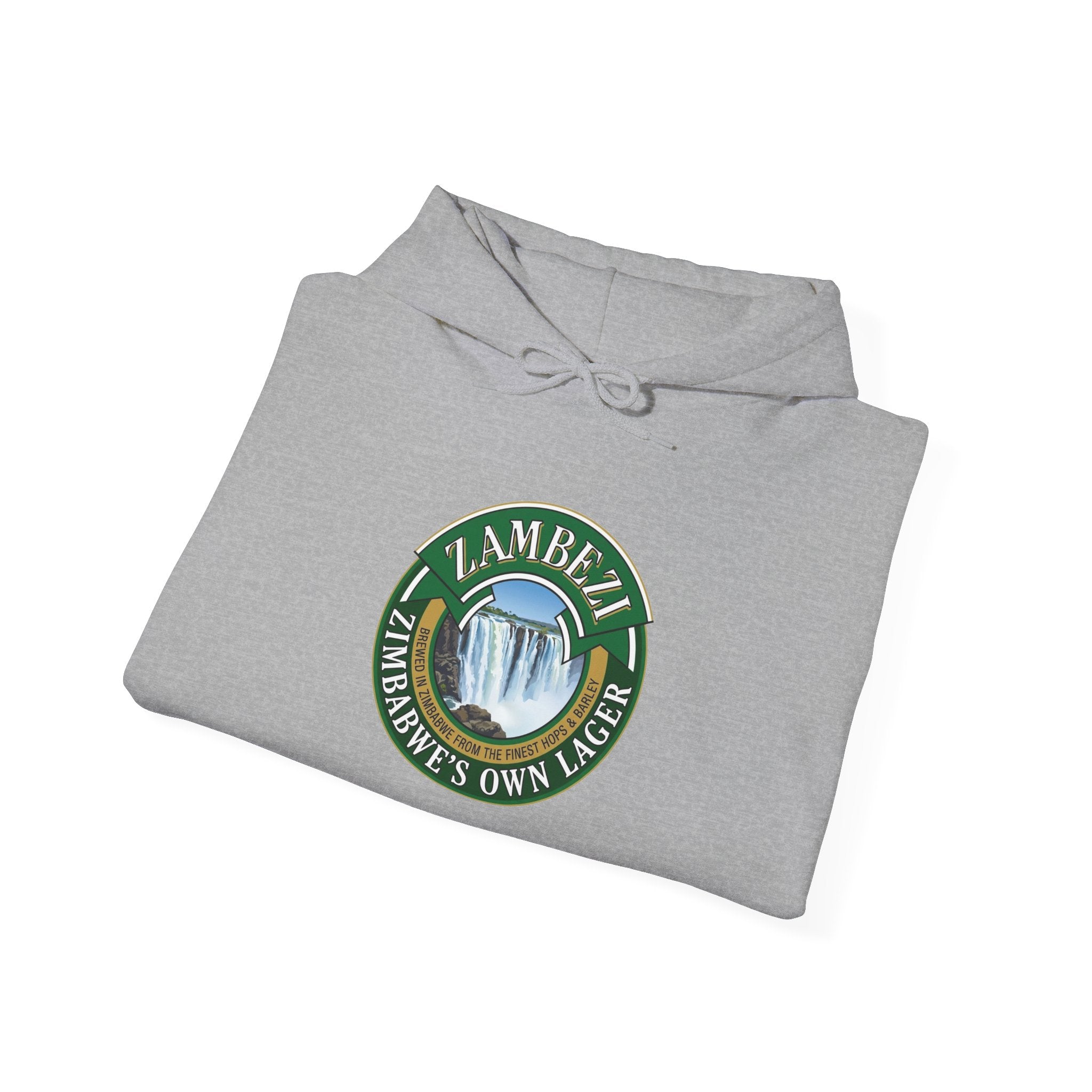 Zambezi Waterfall Logo Hoodie – "Zambezi's Own" Scenic Graphic Sweatshirt
