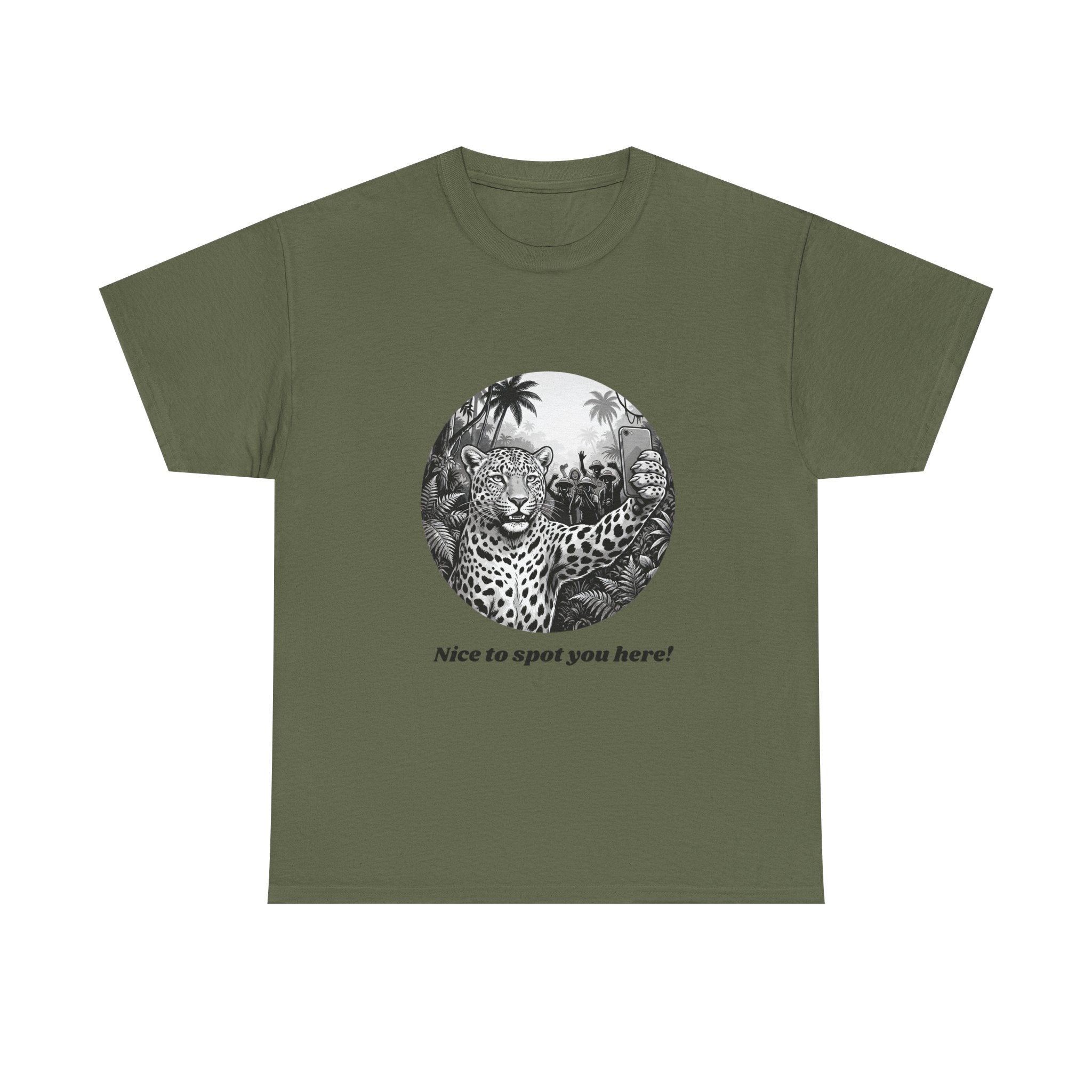 Leopard Illustration Tee — 'Nice to spot you here!' Vintage Wildlife T-Shirt