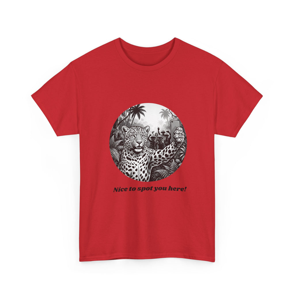 Leopard Illustration Tee — 'Nice to spot you here!' Vintage Wildlife T-Shirt