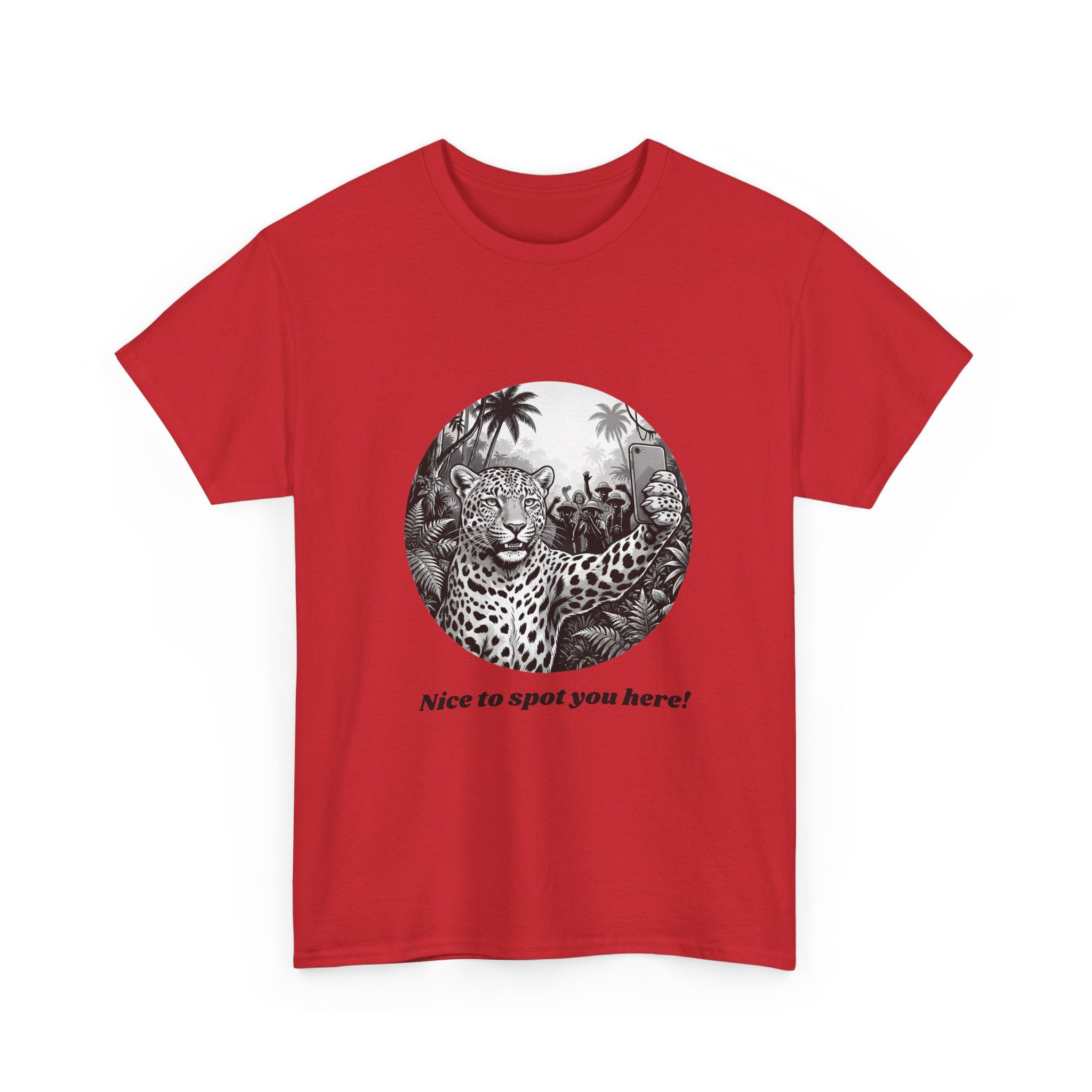 Leopard Illustration Tee — 'Nice to spot you here!' Vintage Wildlife T-Shirt
