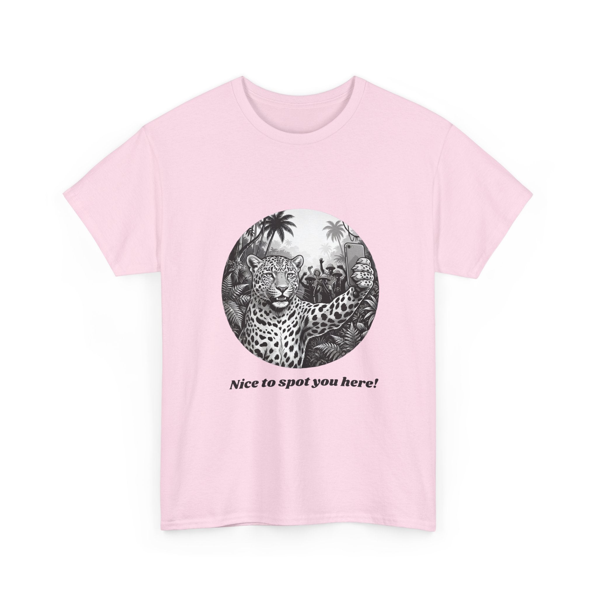 Leopard Illustration Tee — 'Nice to spot you here!' Vintage Wildlife T-Shirt