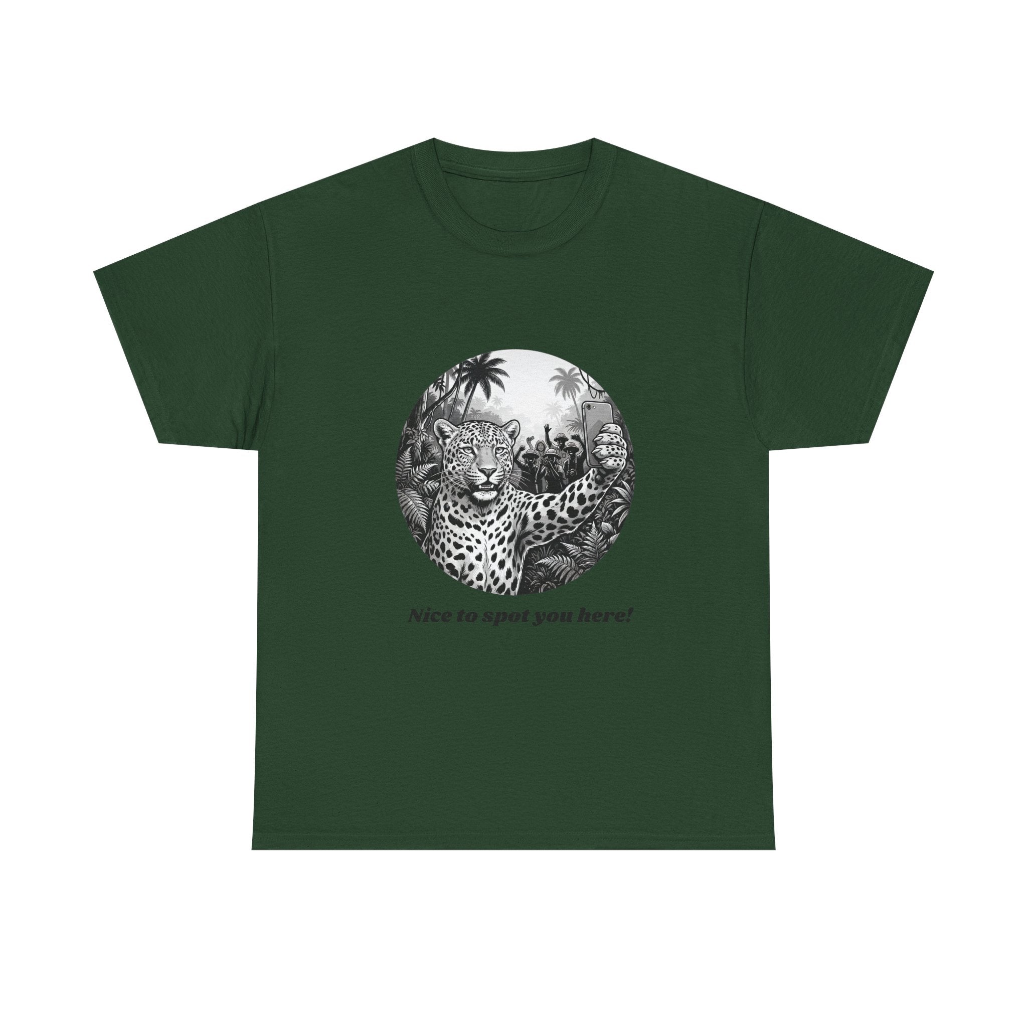 Leopard Illustration Tee — 'Nice to spot you here!' Vintage Wildlife T-Shirt