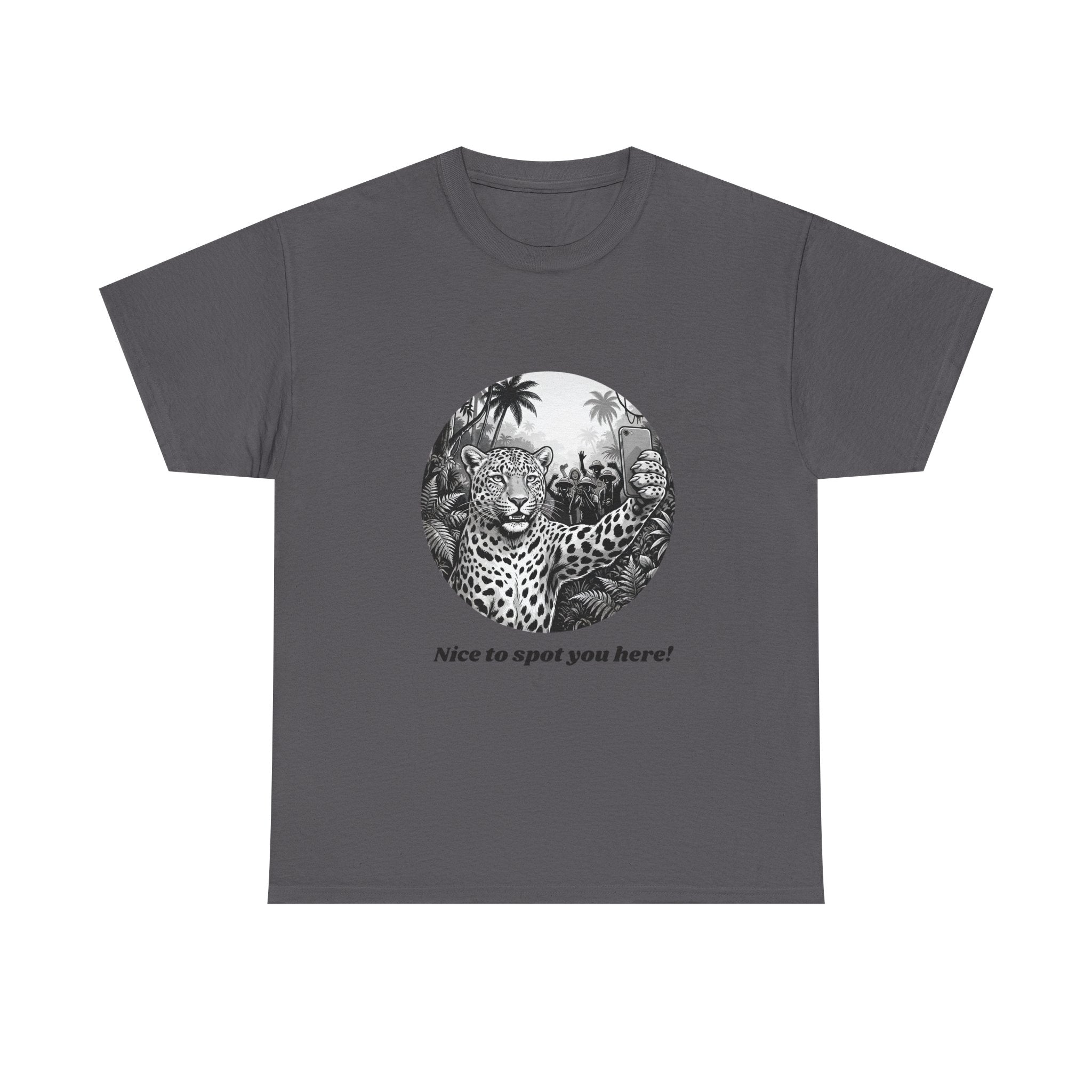 Leopard Illustration Tee — 'Nice to spot you here!' Vintage Wildlife T-Shirt