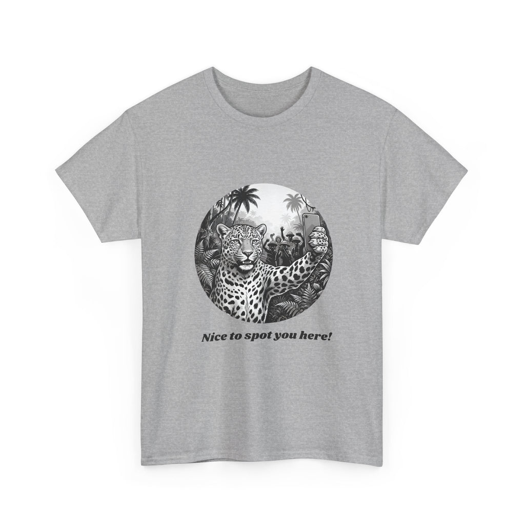 Leopard Illustration Tee — 'Nice to spot you here!' Vintage Wildlife T-Shirt
