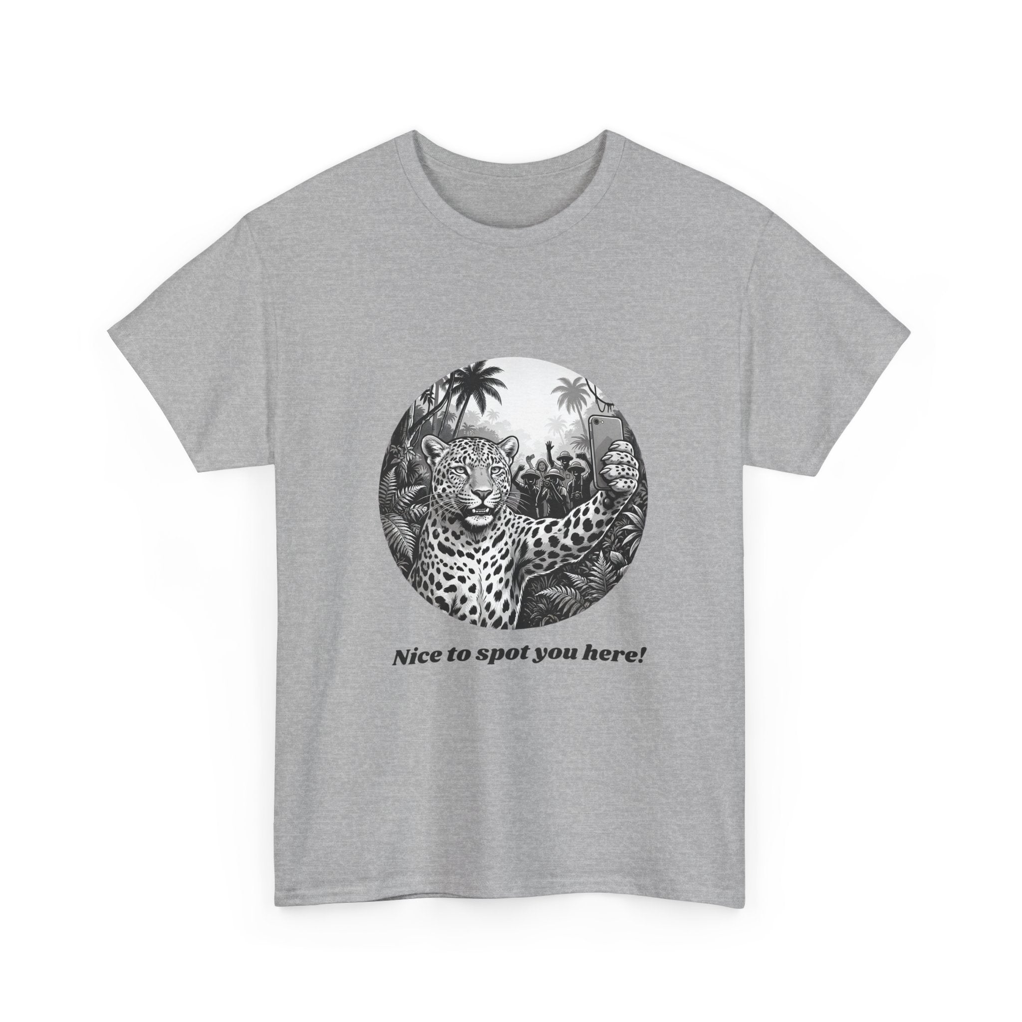 Leopard Illustration Tee — 'Nice to spot you here!' Vintage Wildlife T-Shirt